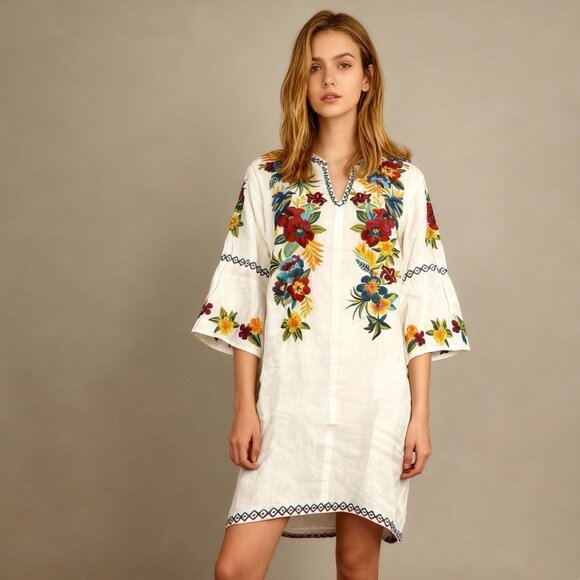 NWOT Johnny Was Embroidered 100% Ramie Nandi Flare Sleeve Tunic Dress Size S - www.armafbd.com NWOT Johnny Was Embroidered 100% Ramie Nandi Flare Sleeve Tunic Dress Size S - www.armafbd.com